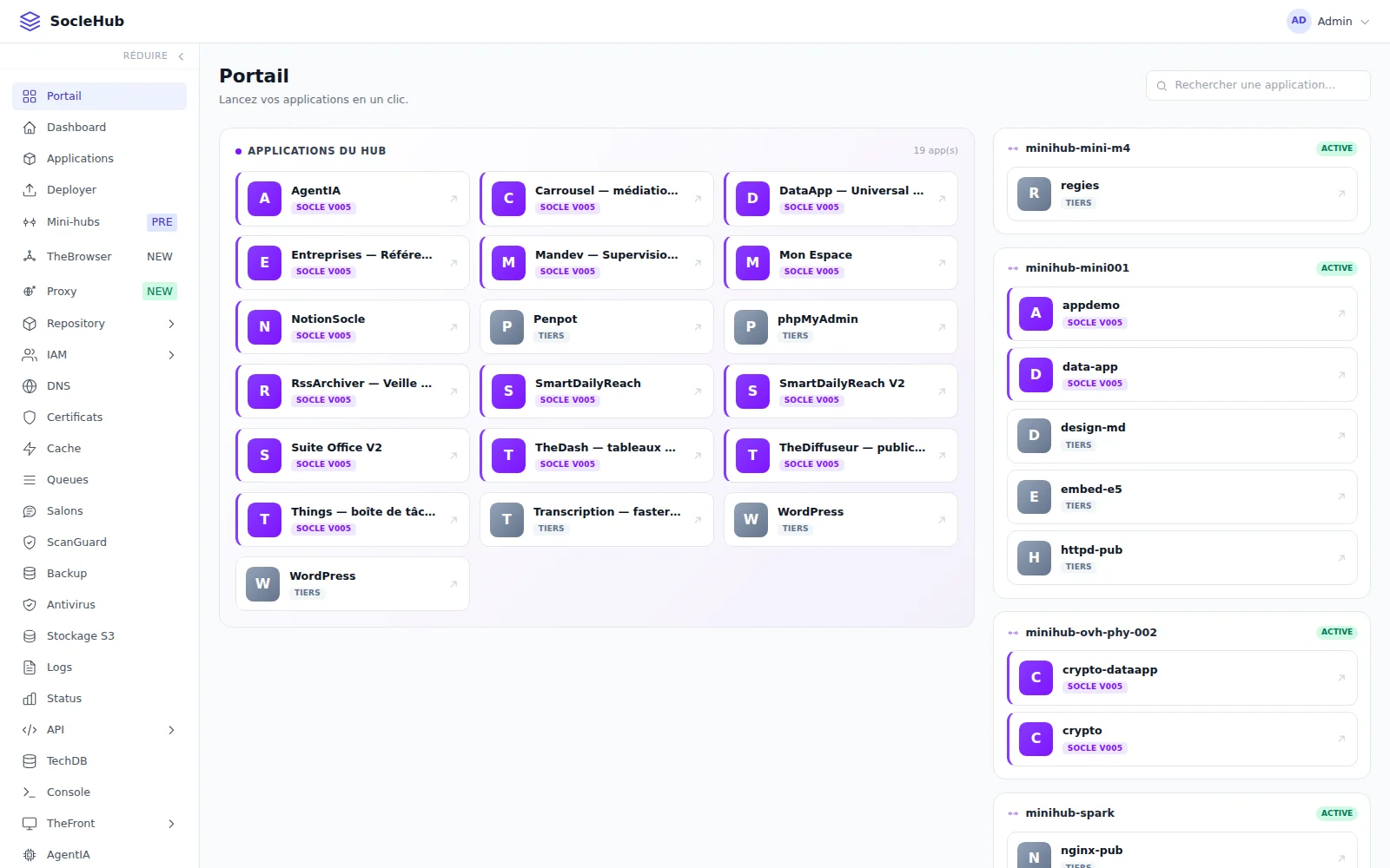 Le Portail du Hub — toutes vos applications, du Hub et de vos machines, en un clic